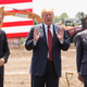Wisconsin Governor Scott Walker, President Donald Trump, and Foxconn CEO Terry Gou at the groundbreaking for the Foxconn plant on June 28, 2018